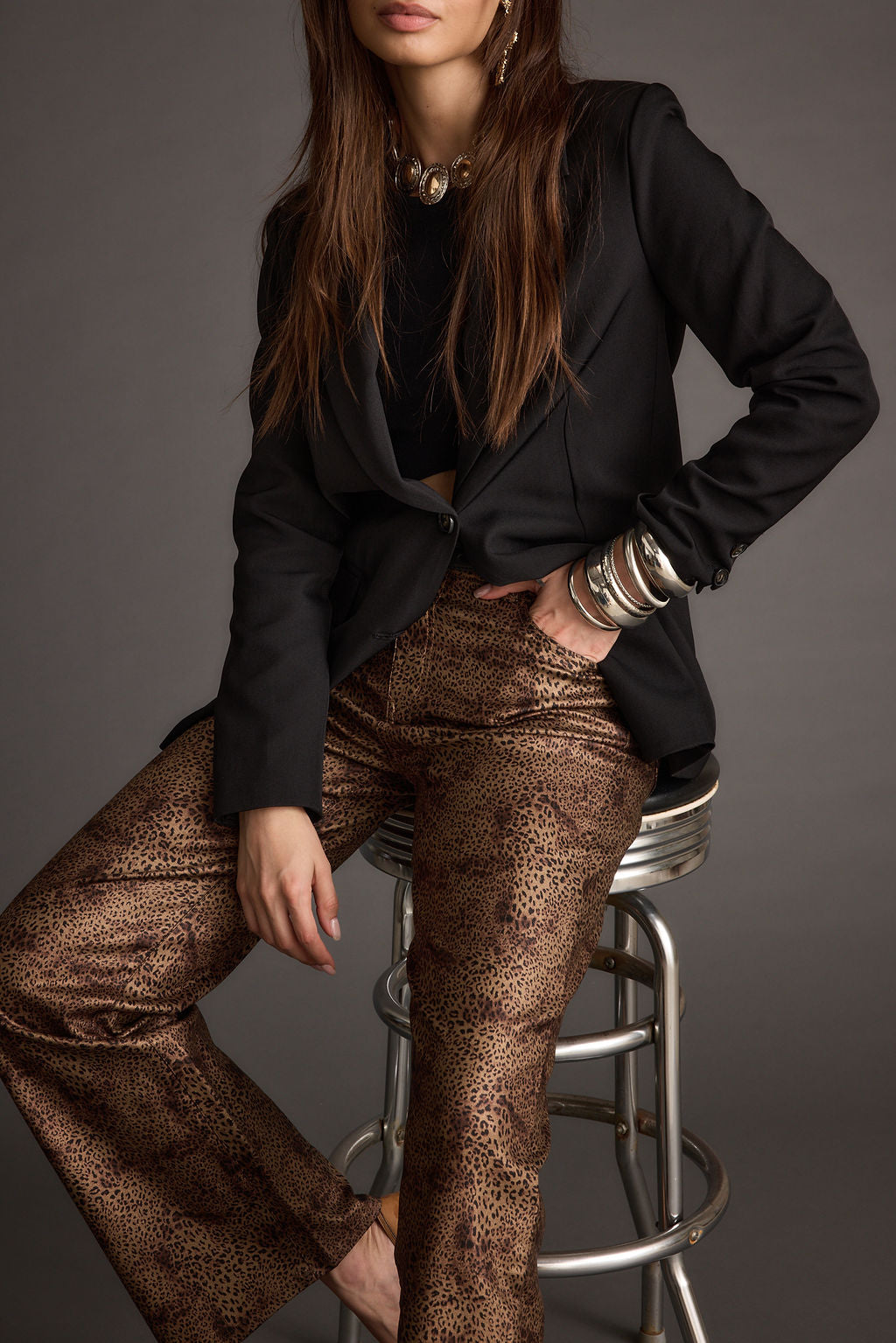 After Hours Kaplamalı Leopar Desenli Pantolon