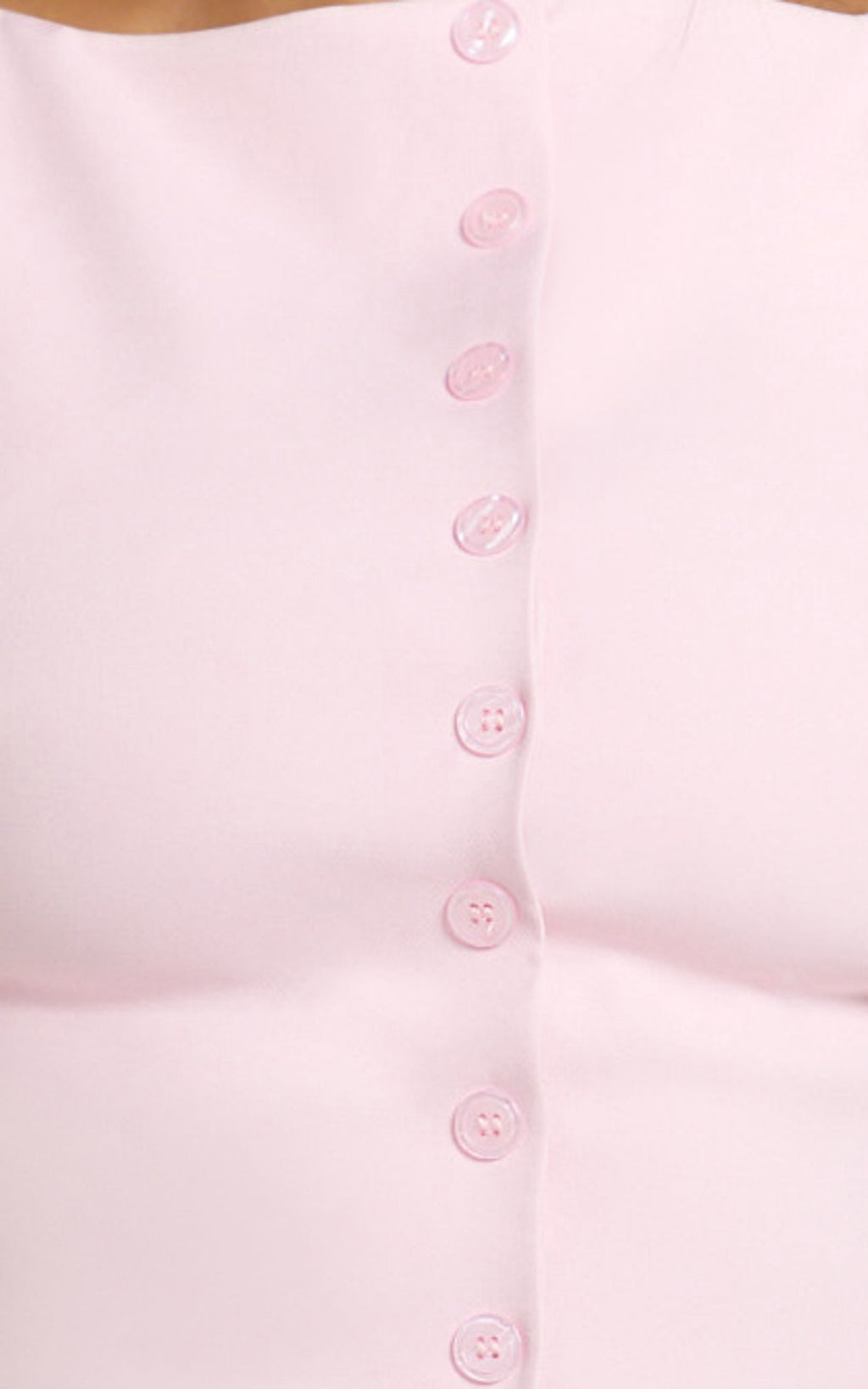 Adela Mini Elbise - Açık Pembe Sahte Düğmeli Kayık Yaka Elbise