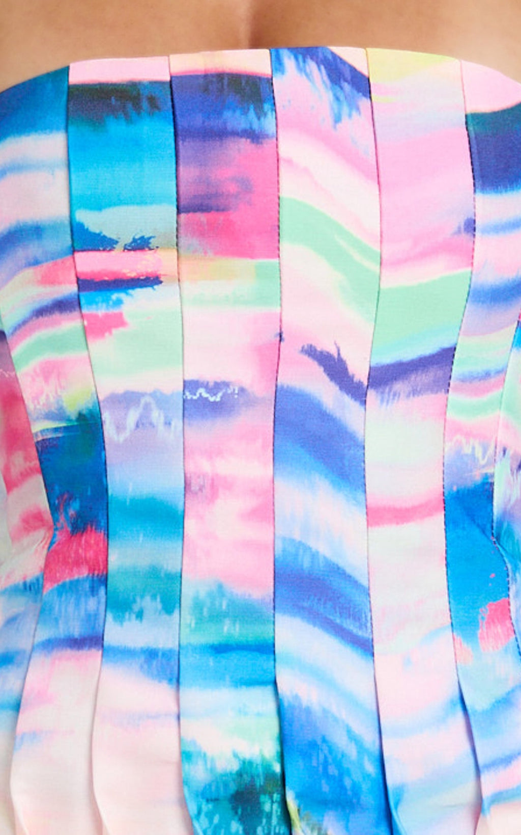 Amalie The Label - Abstract Sunset Desenli Julietta Korsaj Panelli Mini Elbise