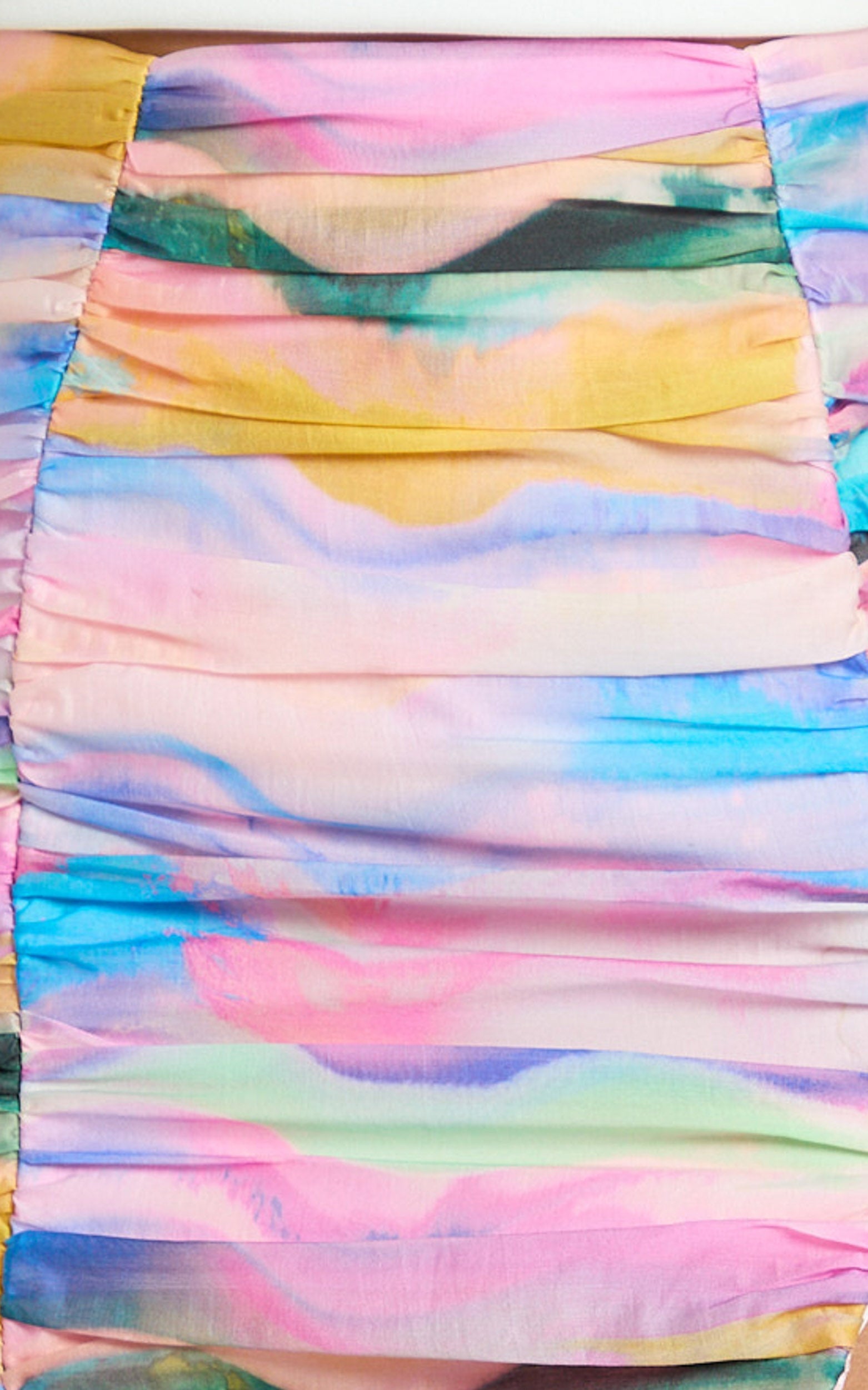 Amalie The Label - Abstract Sunset Desenli Kiama Büzgülü Yan Yırtmaçlı Mini Etek
