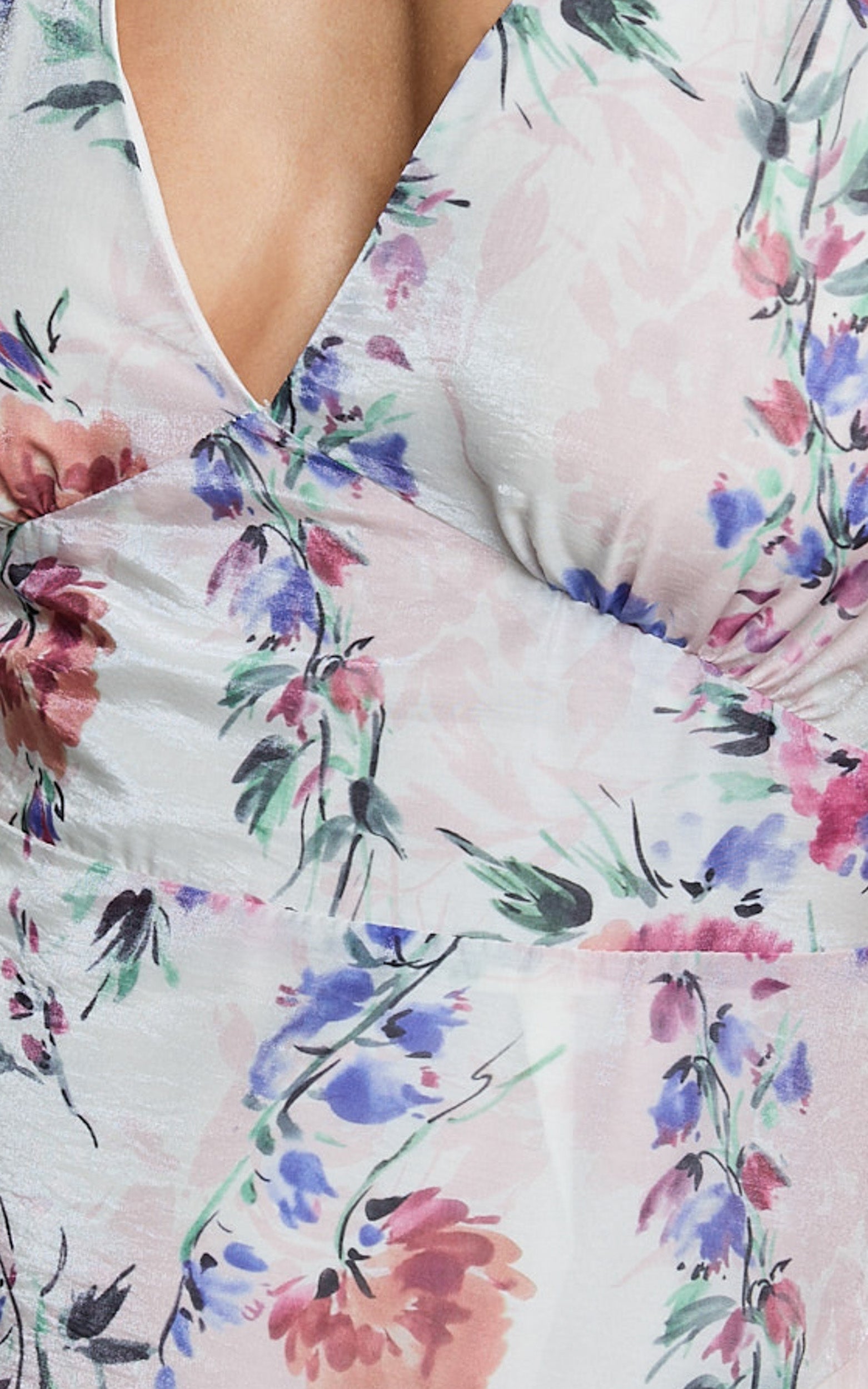 Amalie The Label - Delhia Floral Desenli Sienah Fırfır Kollu Katlı Midi Elbise