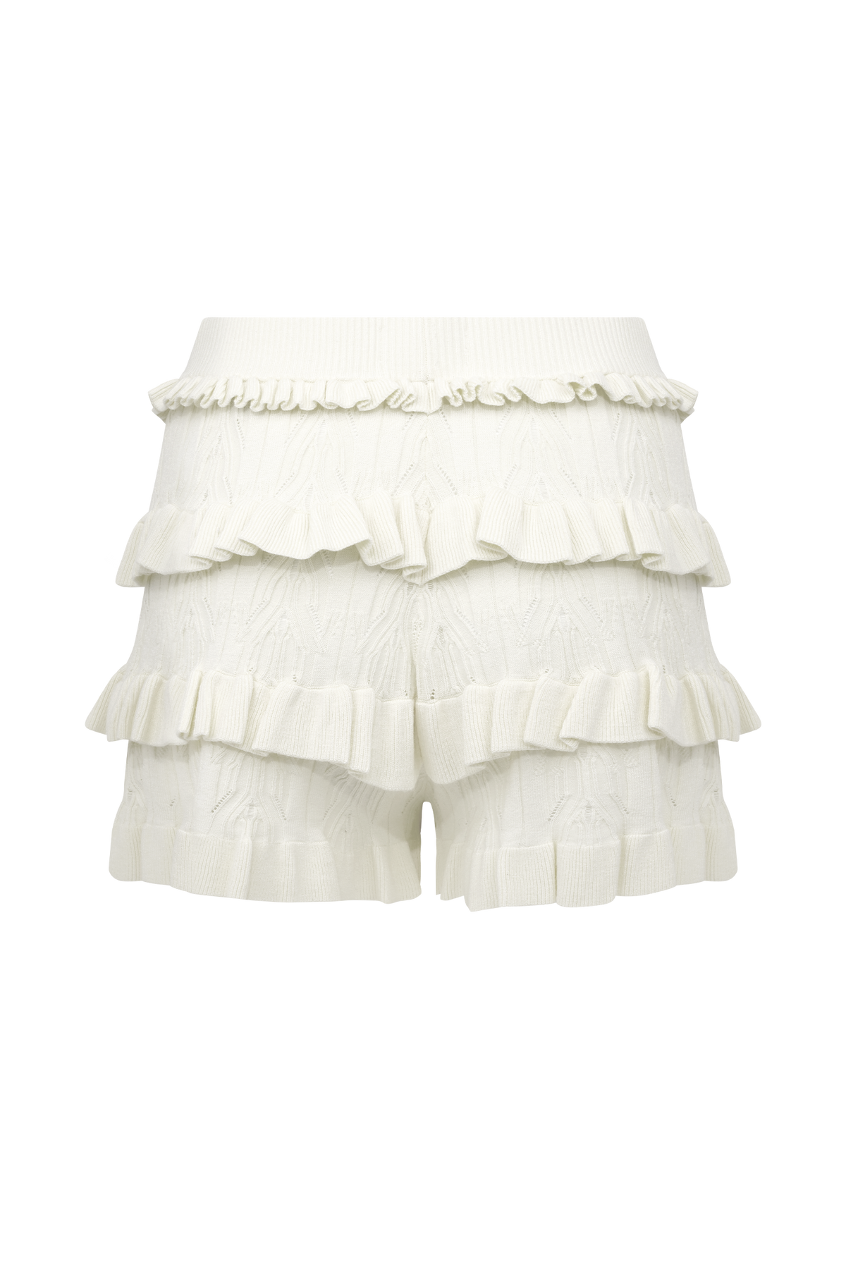Amy Pointelle Örgü Fırfırlı Pantolon - Fildişi