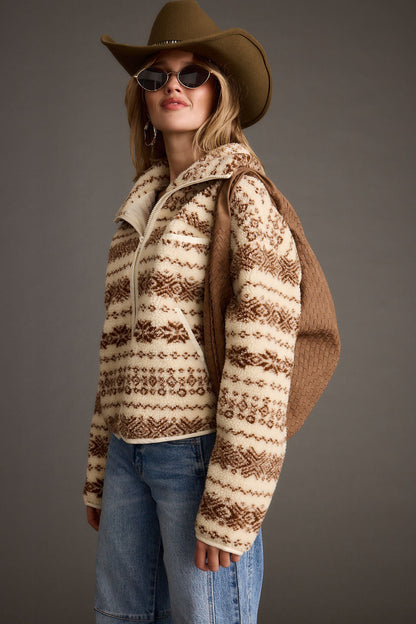 Arizona Krem Desenli Sherpa Ceket