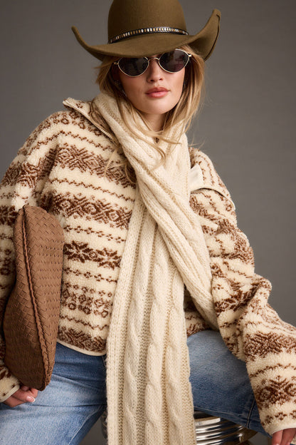 Arizona Krem Desenli Sherpa Ceket