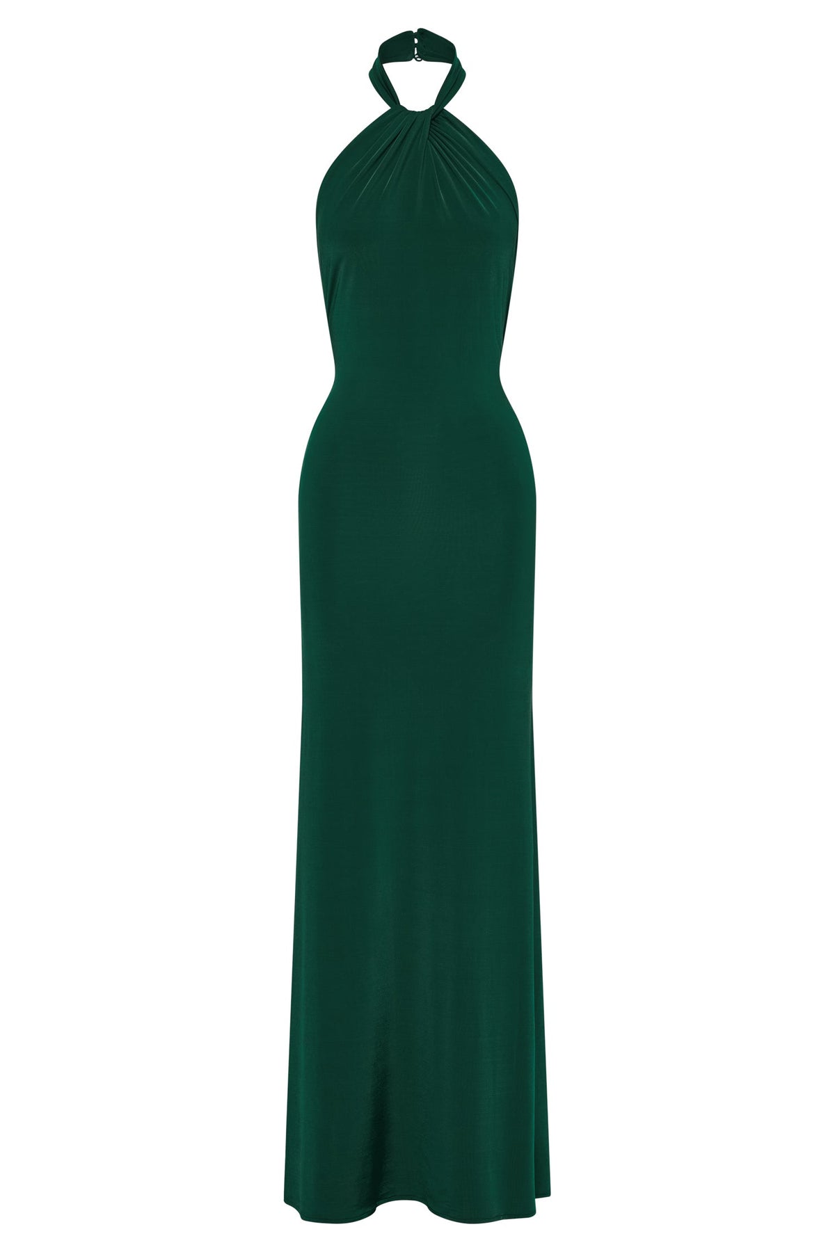 Elyna Slinky Halter Maxi Elbise - Orman Yeşili