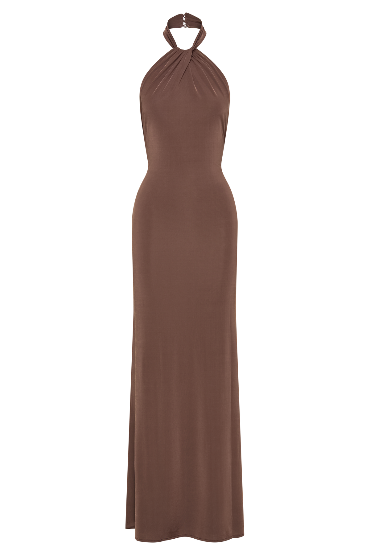 Elyna Slinky Halter Maxi Elbise - Çikolata