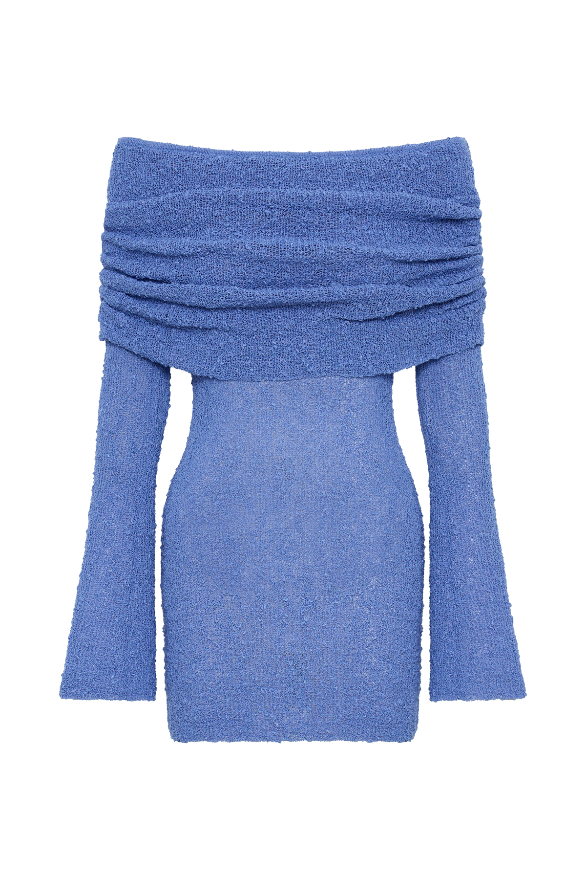 Marisol Omuz Açık Bukle Mini Elbise - Periwinkle