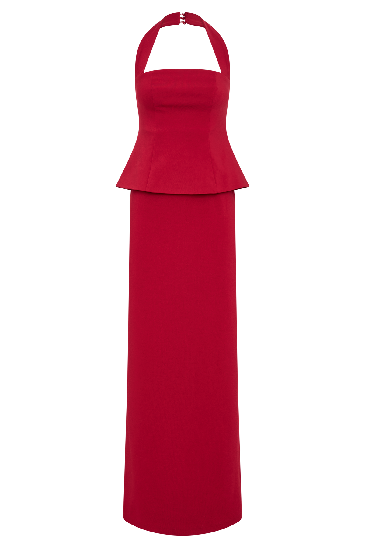 Bertie Peplum Halter Maxi Elbise - Ruby