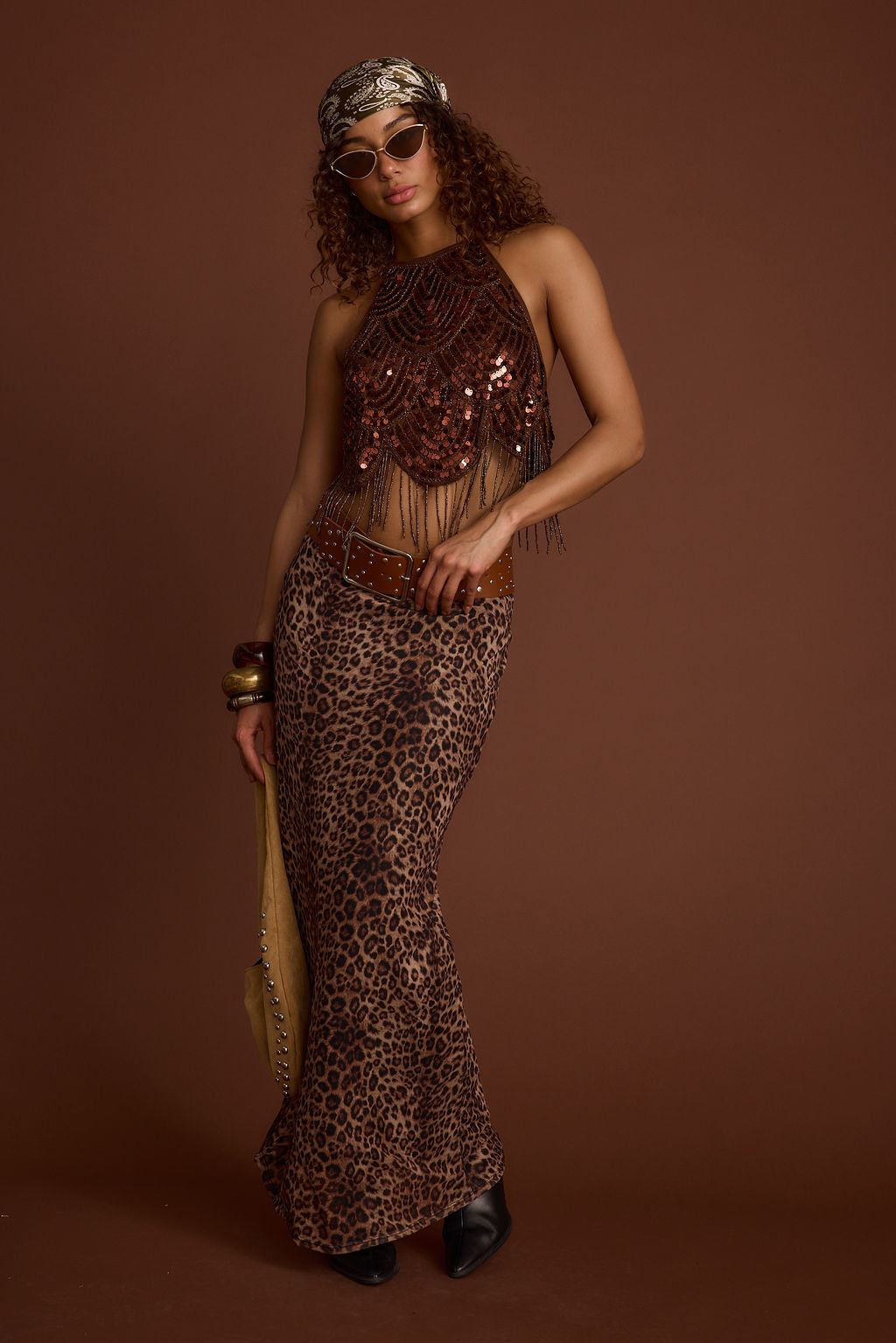Julia Leopar Desenli Maxi Etek