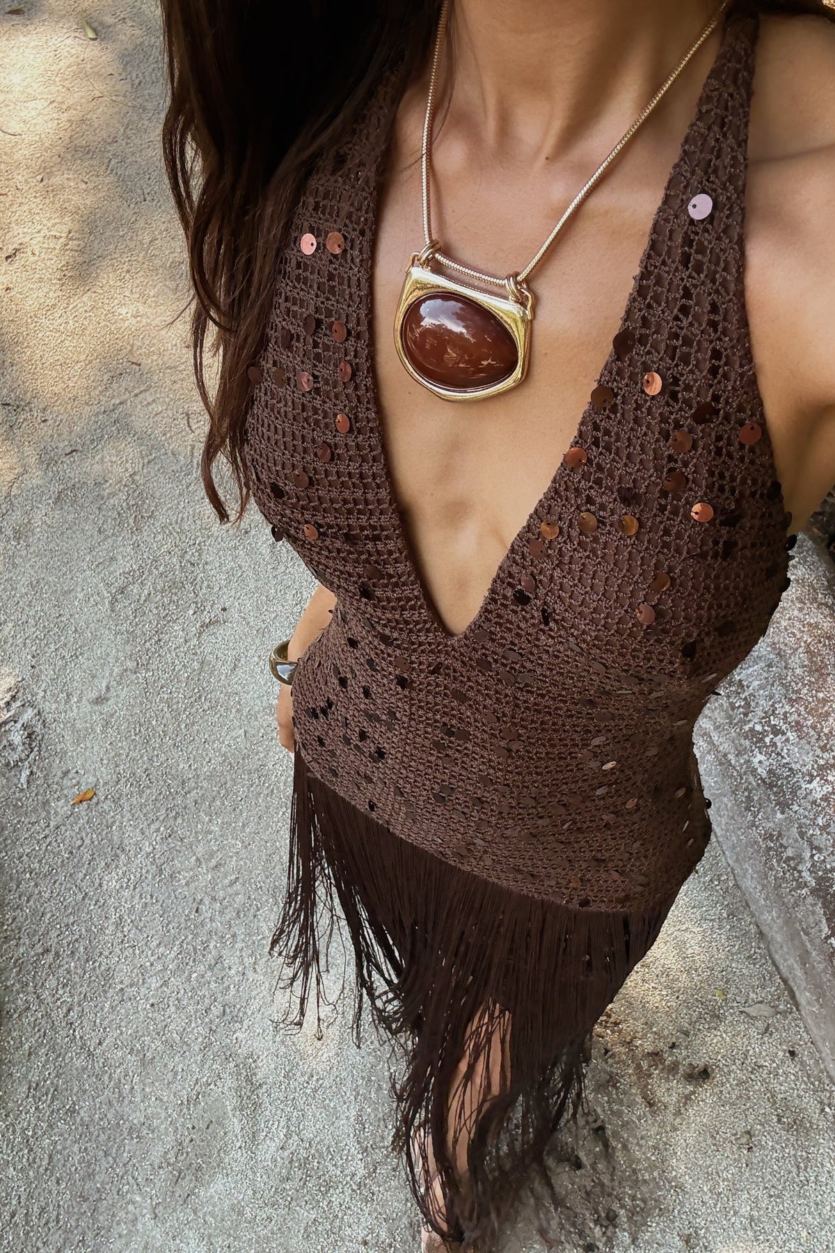Nina Kehribar Gösterişli Kolye
