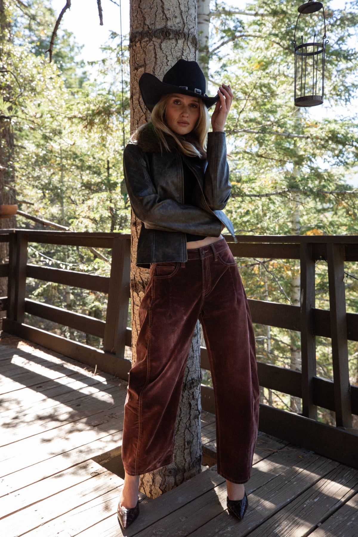 Gracyn Mor Dut Kadife Barrel Pantolon