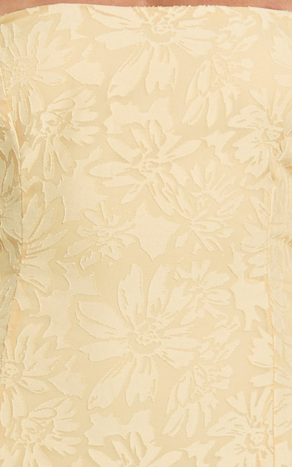 Belrose Maxi Elbise - Sarı Jakarlı Kare Yaka Fit & Flare Elbise