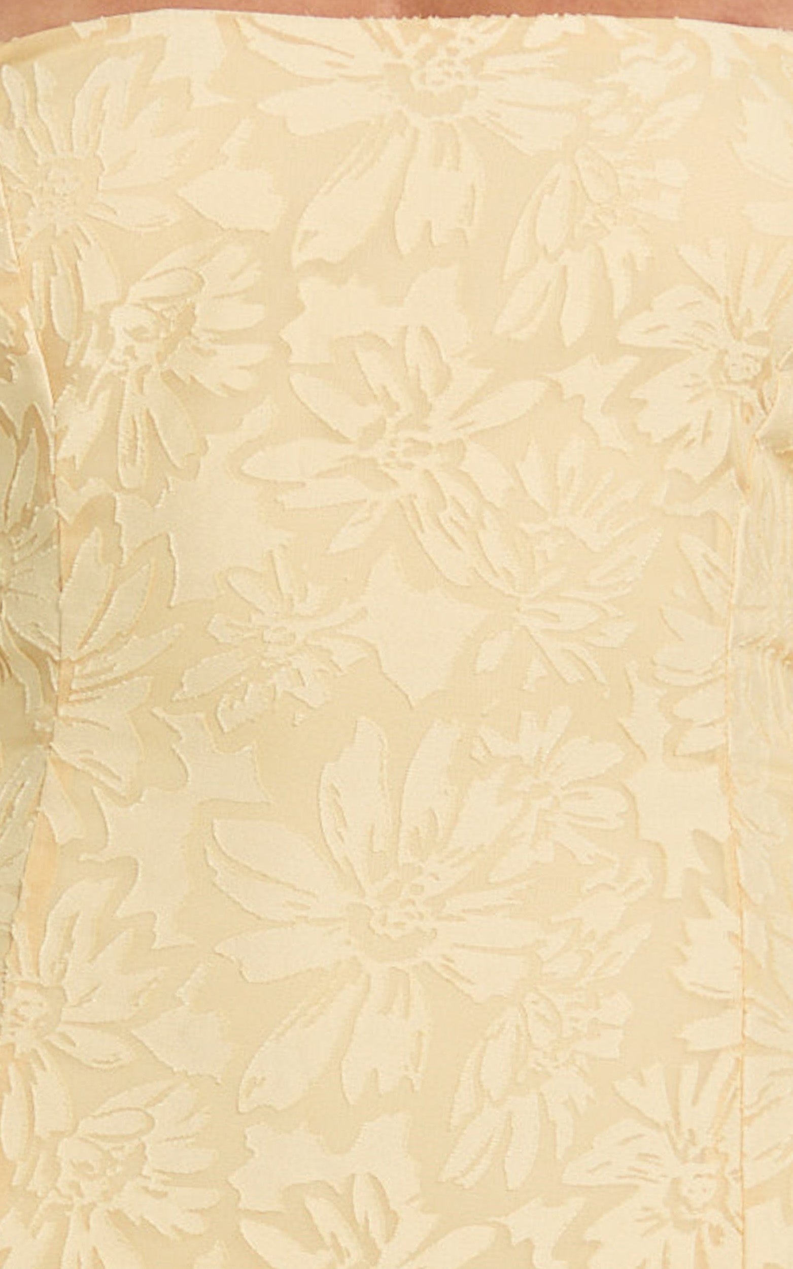 Belrose Maxi Elbise - Sarı Jakarlı Kare Yaka Fit & Flare Elbise