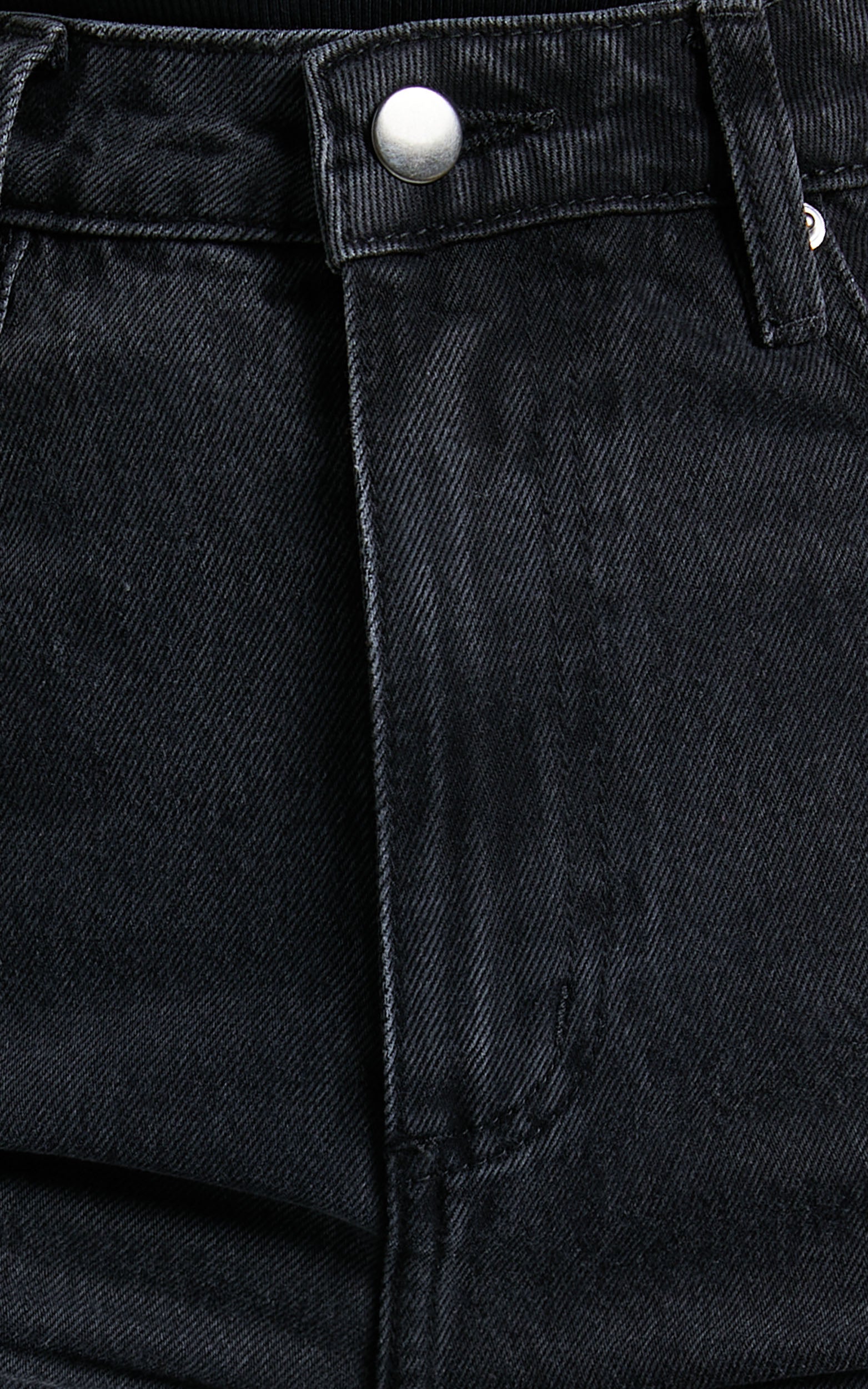 Billie Jean - Siyah Yıkamalı Yüksek Bel Pamuklu Yıpratılmış Mom Denim Jean