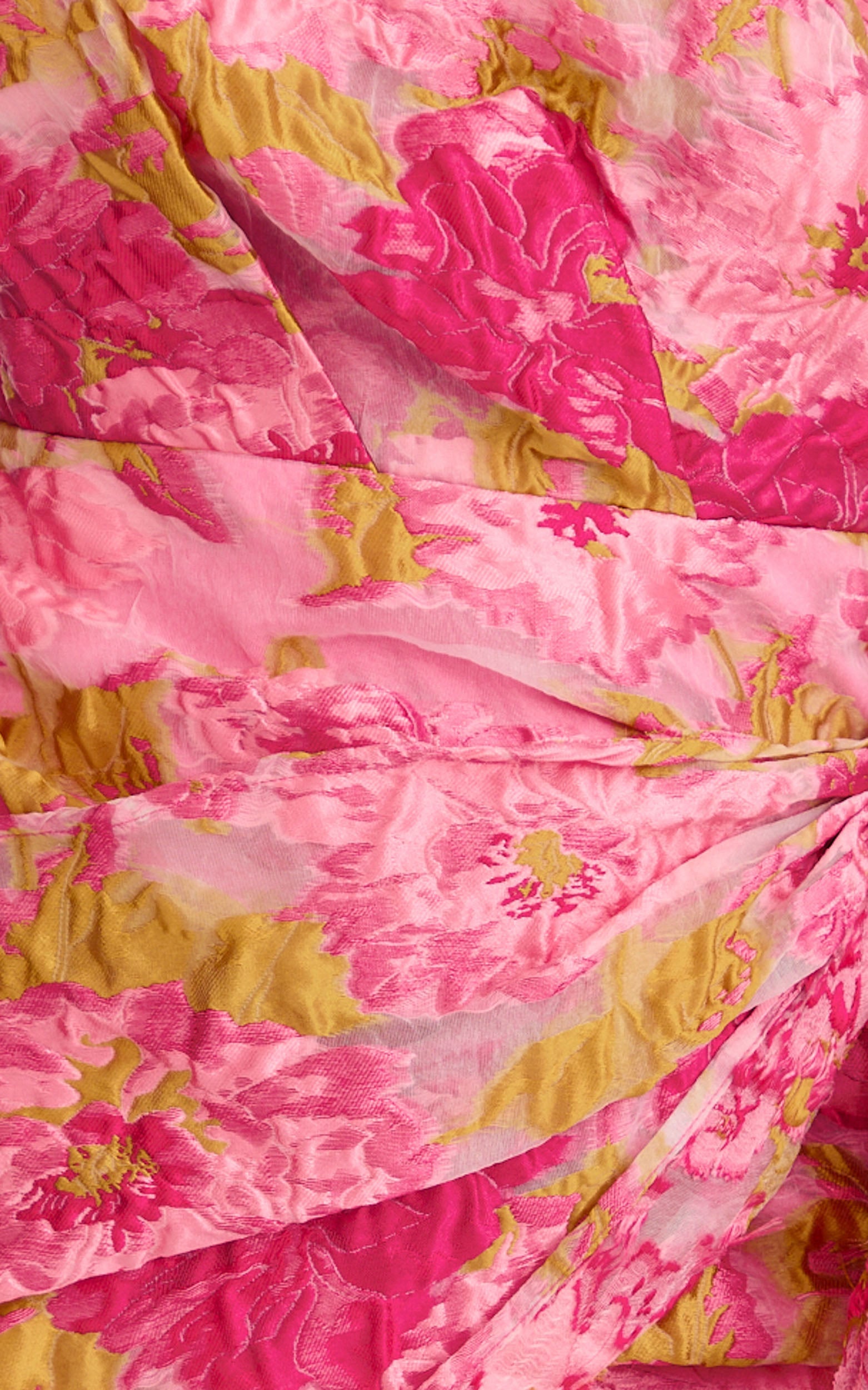 Brailey Mini Elbise - Pembe Jakarlı Tek Omuz Kruvaze Ön Detaylı Elbise