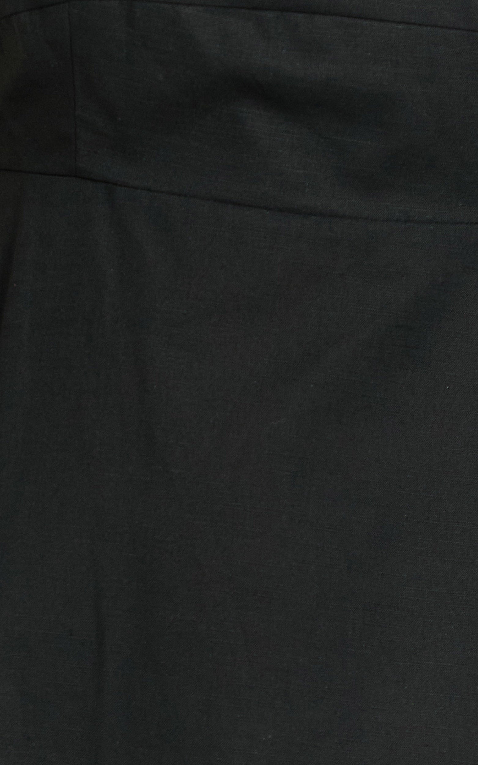 Brette Midi Elbise - Siyah Keten Düz Yaka İnce Askılı Fit & Flare Elbise