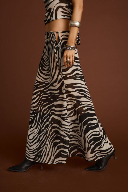 Celia Zebra Desenli Maxi Etek
