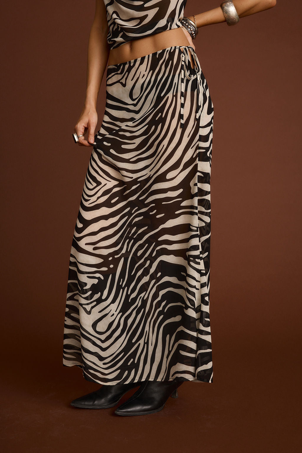 Celia Zebra Desenli Maxi Etek