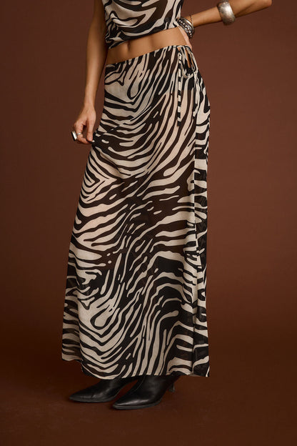 Celia Zebra Desenli Maxi Etek