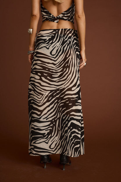 Celia Zebra Desenli Maxi Etek