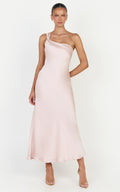 Calix Midi Elbise - Pembe Tek Omuz Slip Elbise