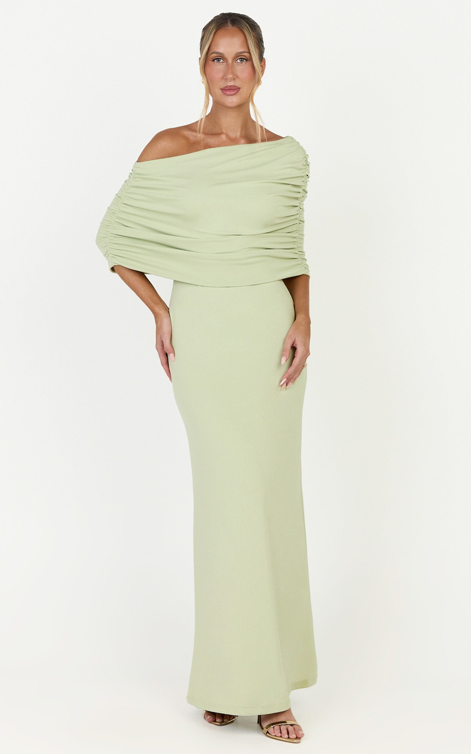 Capri Maxi Elbise - Adaçayı Pelerinli Elbise