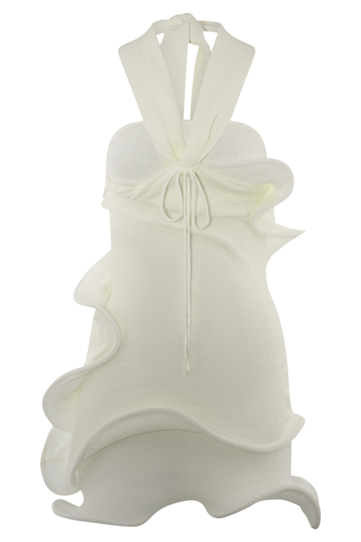 Caprice Halter Örgü Mini Elbise - Beyaz