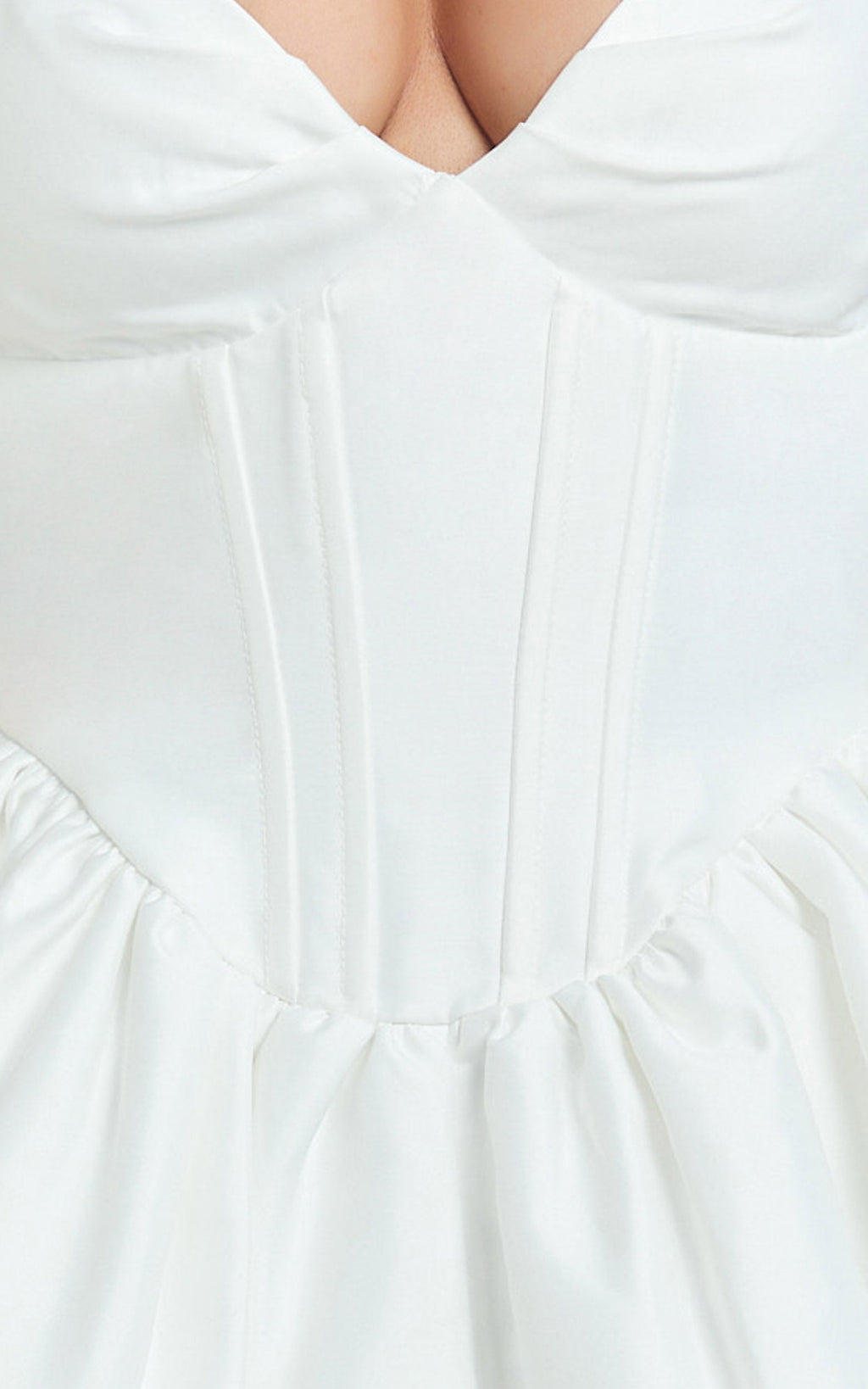 Charlee Mini Elbise - Derin Yakalı Fit & Flare Elbise - Kırık Beyaz