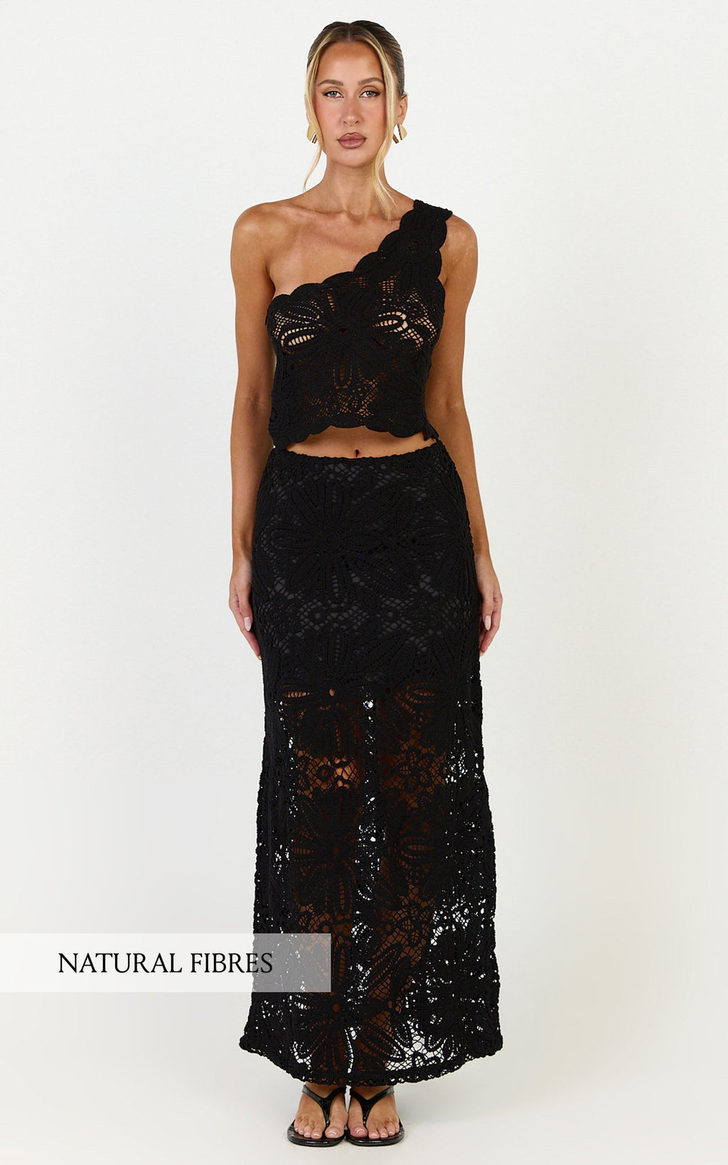 Charlene Maxi Etek - Siyah Tığ İşi Fit & Flare Etek