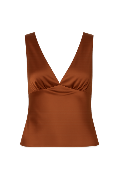 Clarah Terracotta Saten Askılı Bluz