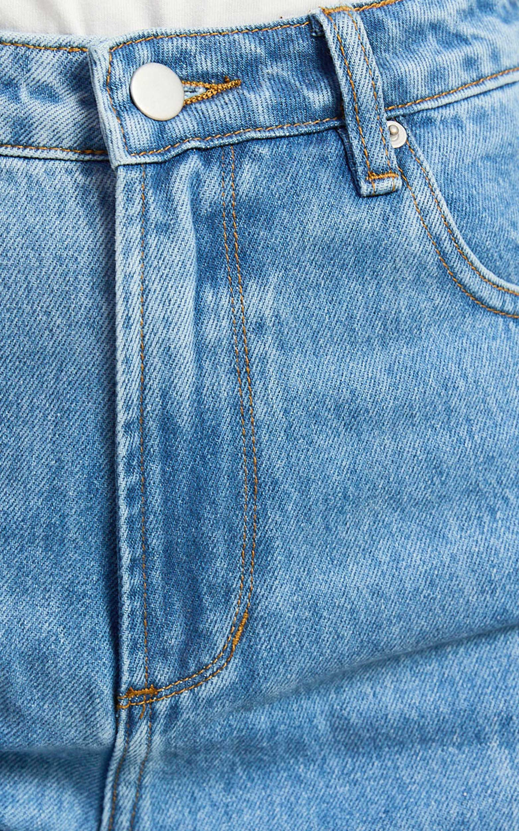 Cole Jean - Orta Mavi Yıkamalı Yüksek Bel Rahat Bol Paça Geri Dönüştürülmüş Denim Jean