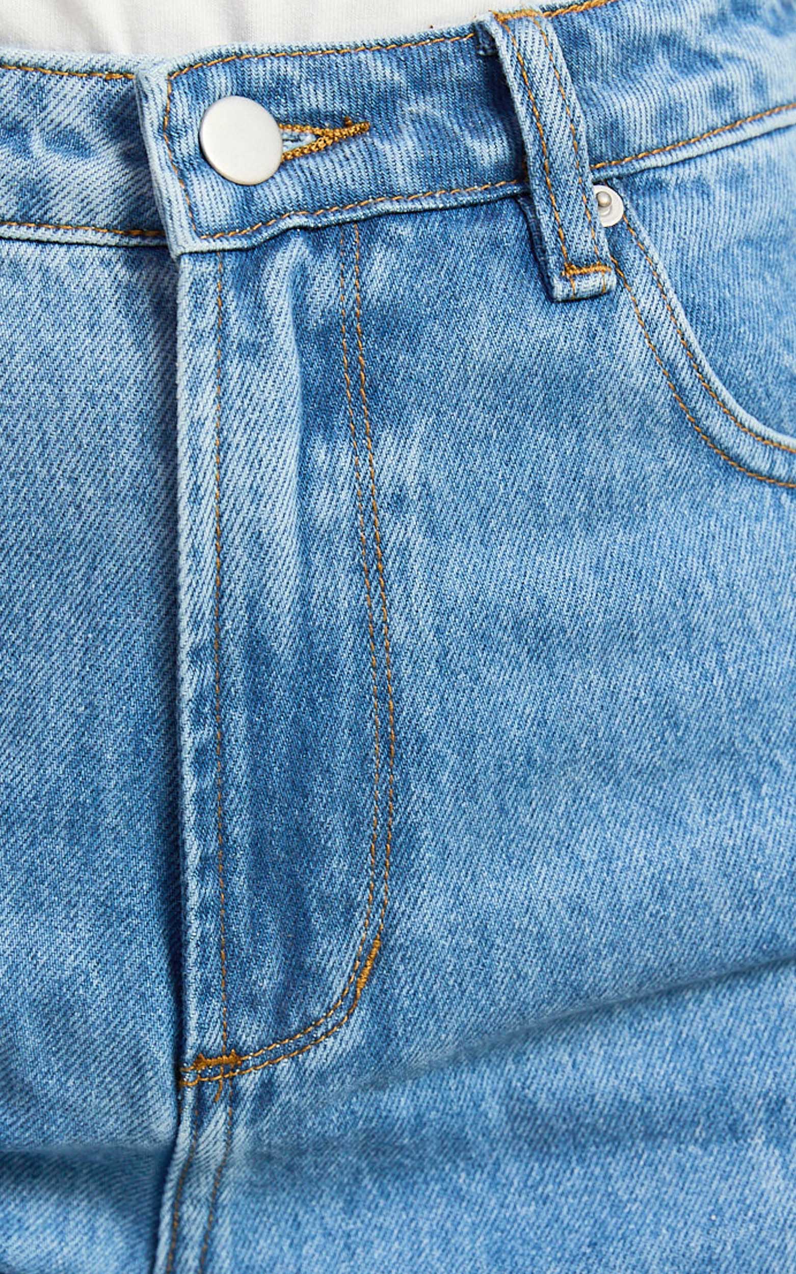 Cole Jean - Orta Mavi Yıkamalı Yüksek Bel Rahat Bol Paça Geri Dönüştürülmüş Denim Jean