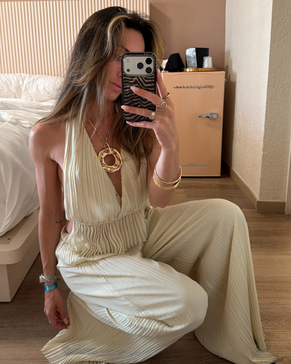 Costa Krem Pilise Halter Üst