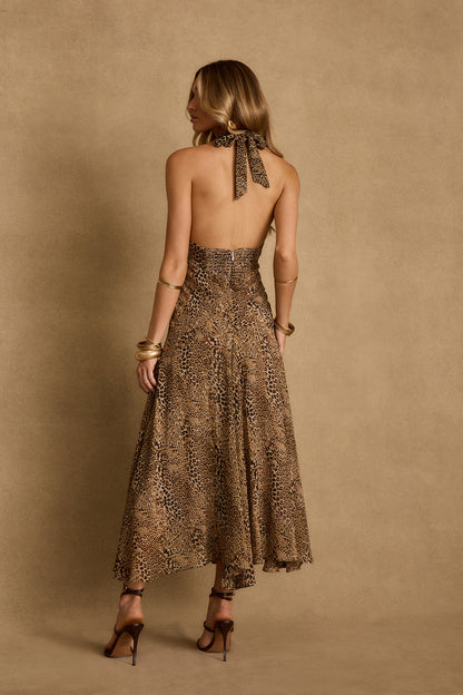 Darcy Leopar Desenli Maxi Elbise