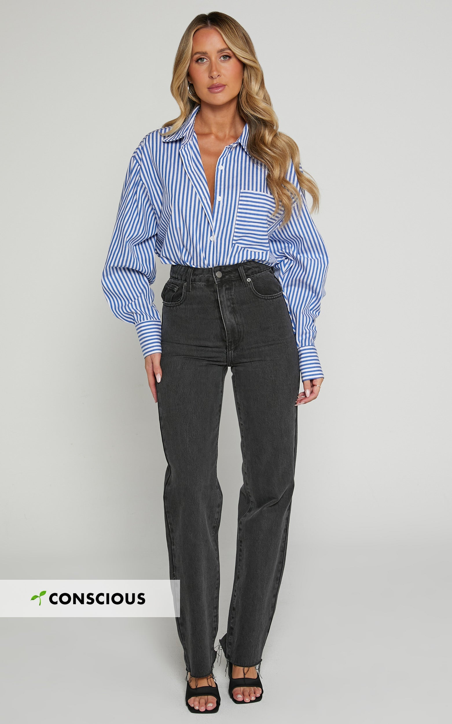 Dexter Jean - Yıkanmış Siyah Yüksek Bel Düz Paça Denim Jean