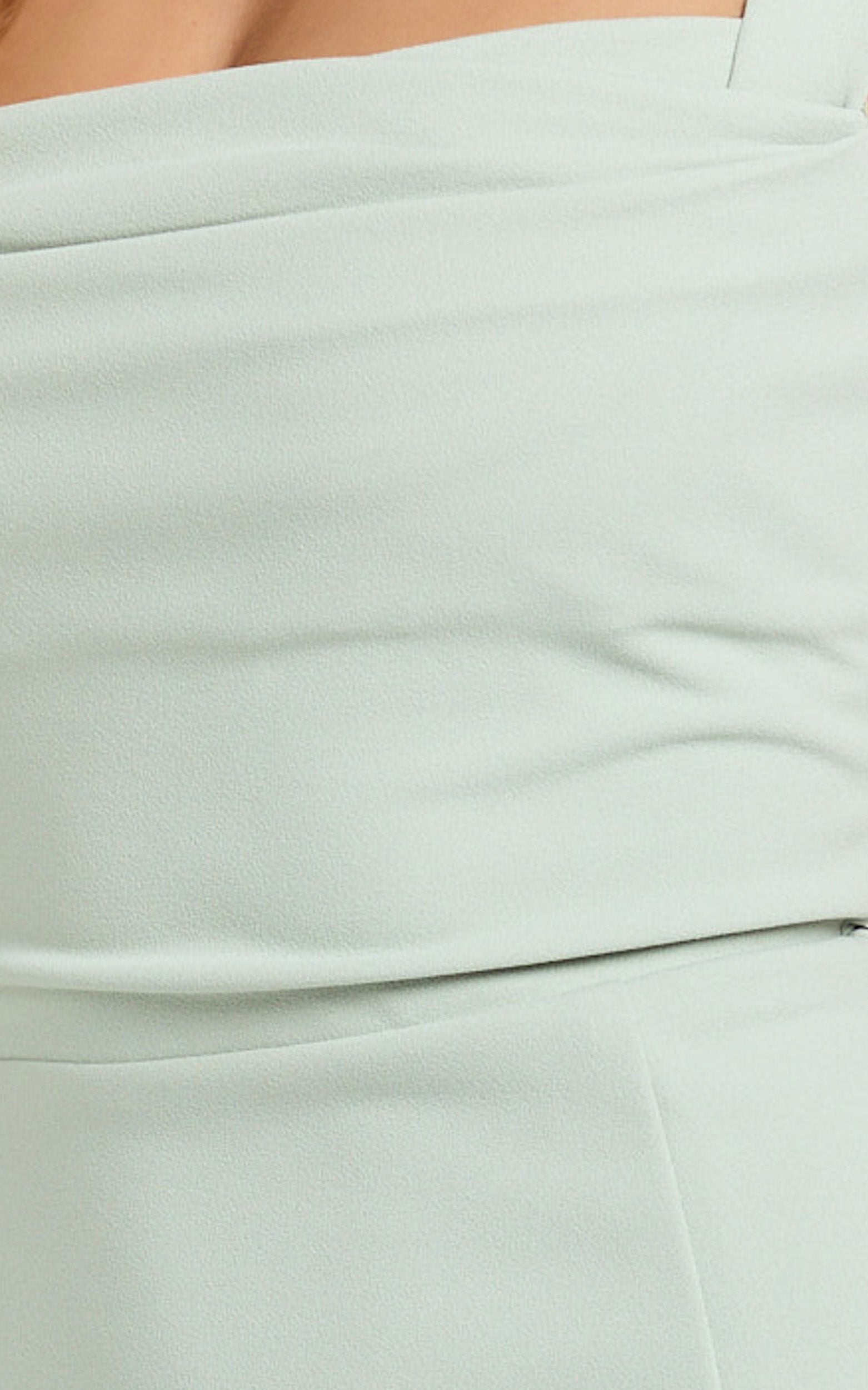 Donna Maxi Elbise - Adaçayı Yeşili Degaje Yaka Düz Kesim Yüksek Yırtmaçlı Elbise