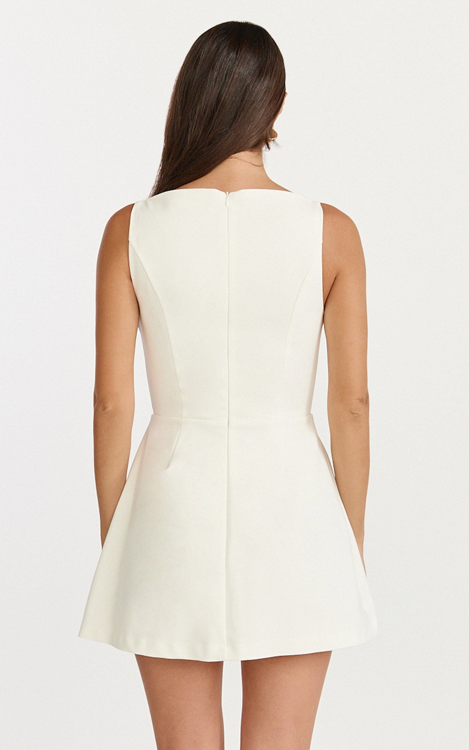 Eloise Playsuit - Düz Yaka Fit & Flare Şort Tulum - Beyaz