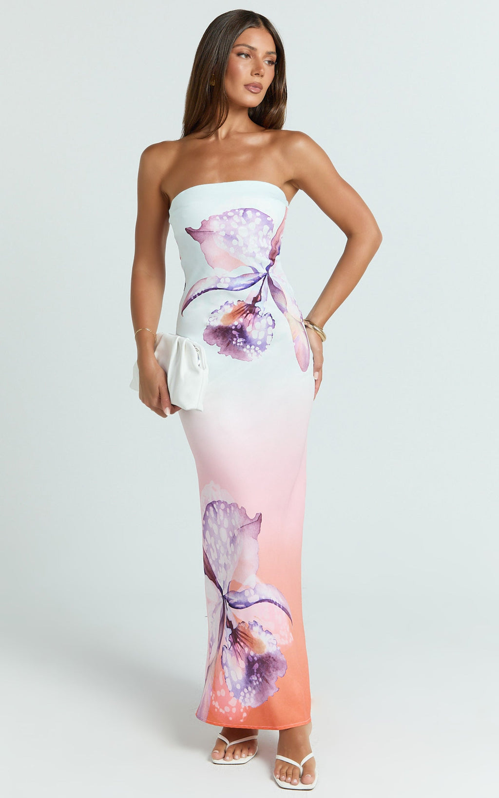 Elouise Maxi Elbise - Orchid Ombre Straplez Elbise