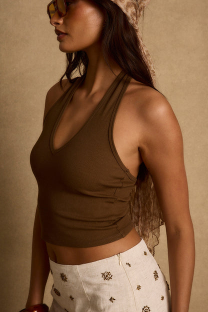 Emily Mocha Halter Üst