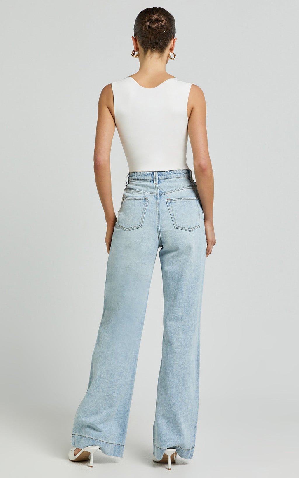 Emman Jean - Sunday Mavi Yüksek Bel Pamuklu Bol Paça Denim Jean