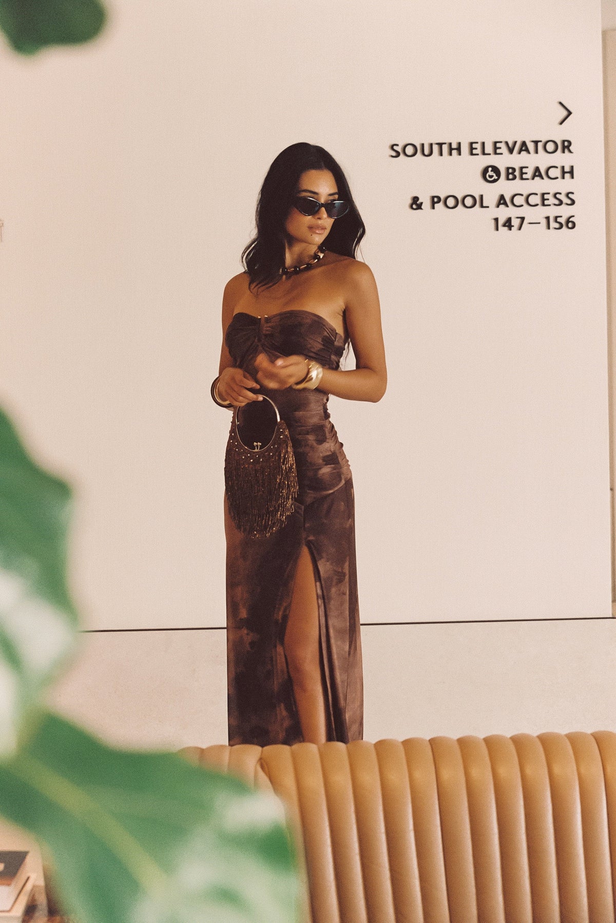 Everly Mocha Tül Midi Elbise