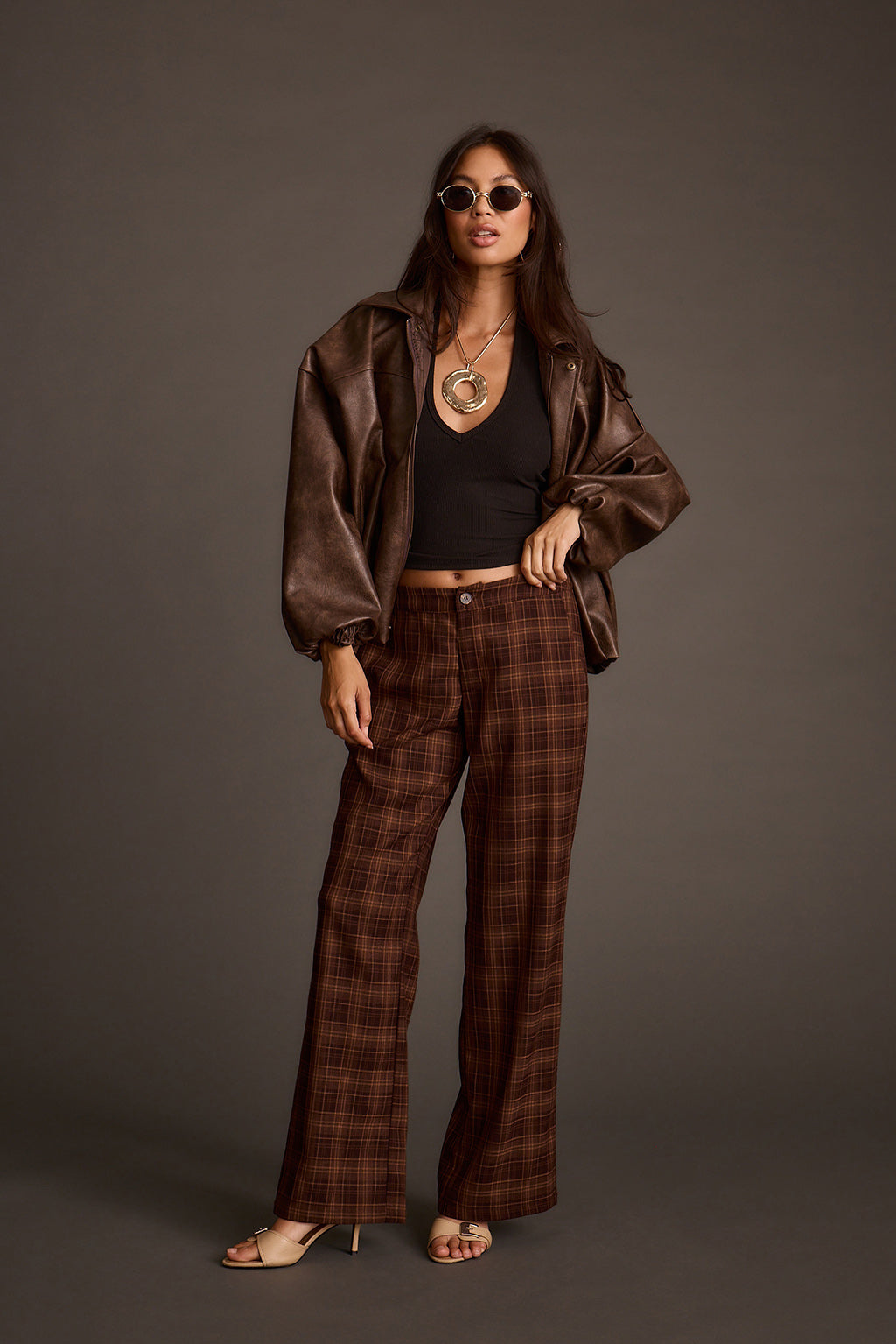 Franklin Mocha Ekose Pantolon