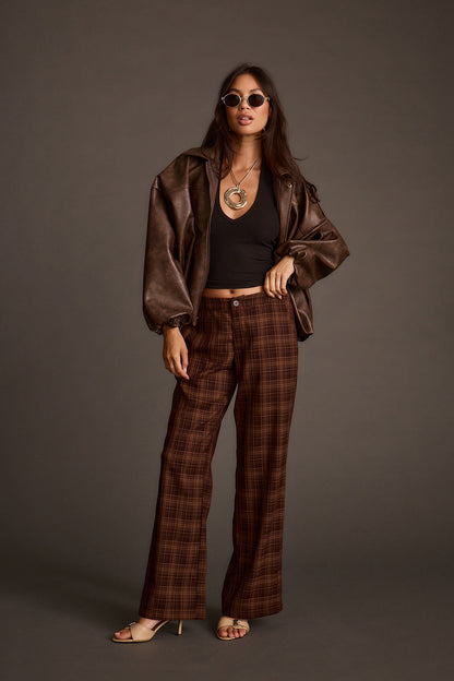 Franklin Mocha Ekose Pantolon