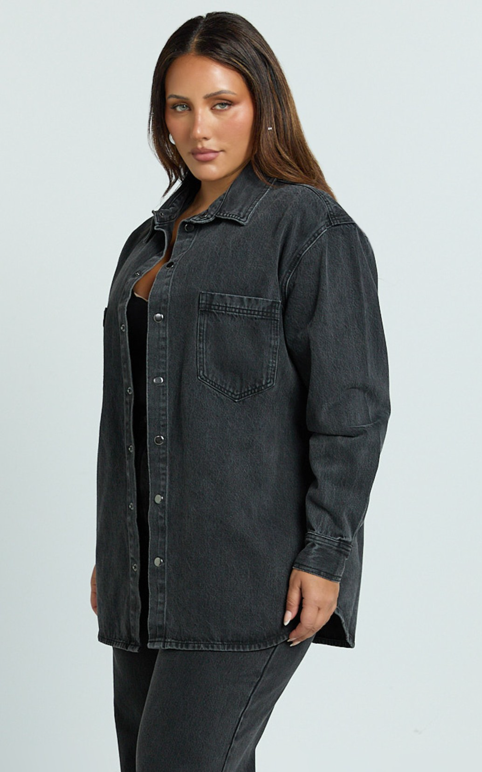 Faharra Gömlek - Siyah Geri Dönüştürülmüş Pamuklu Denim Gömlek