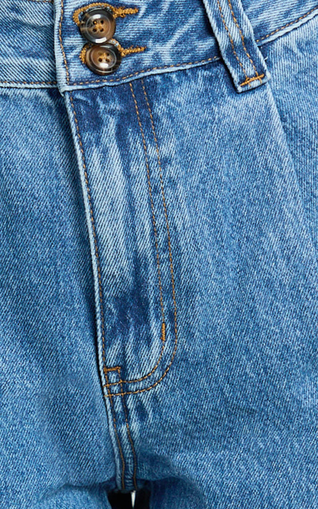 Fergie Jean - Orta Mavi Yıkamalı Yüksek Bel Düz Paça Denim Jean