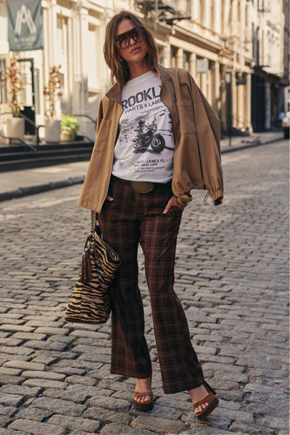 Franklin Mocha Ekose Pantolon