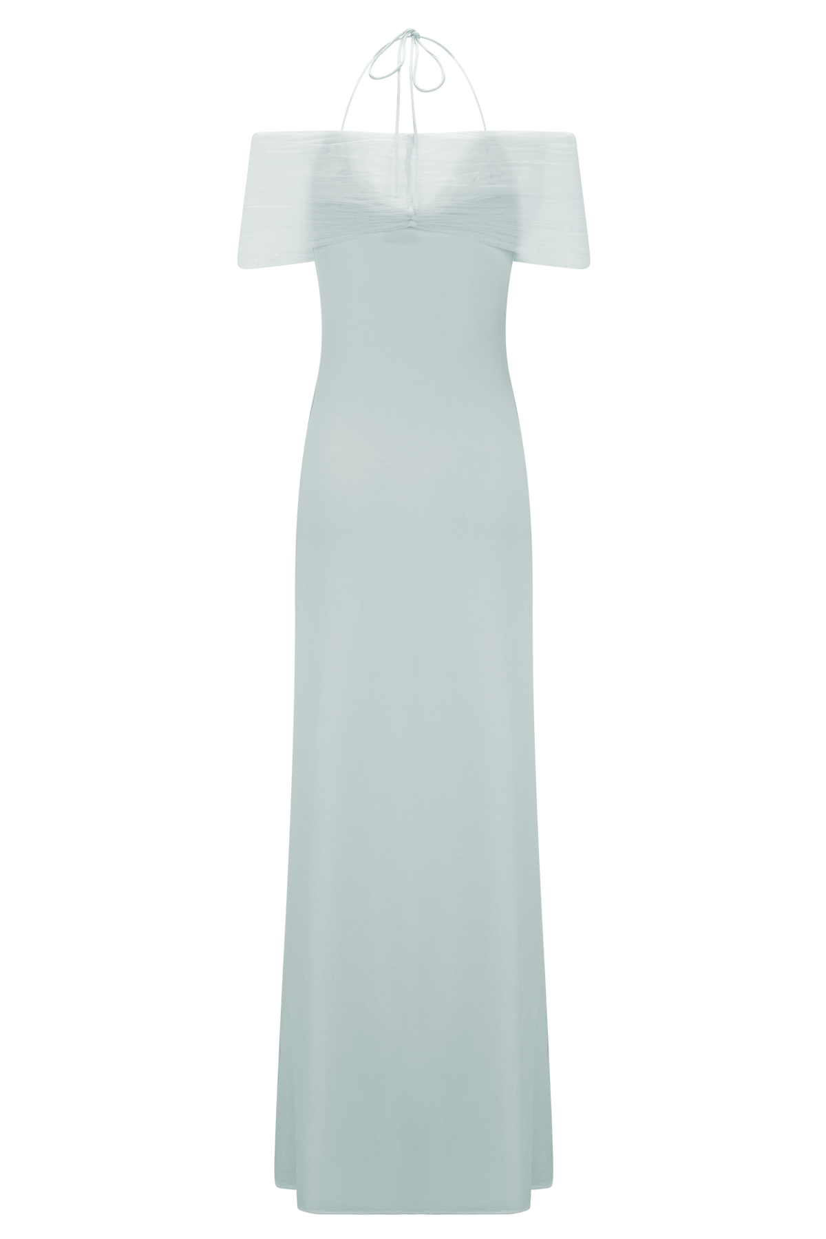 Bernadina Mesh Ve Slinky Halter Maxi Elbise - Soluk Mavi