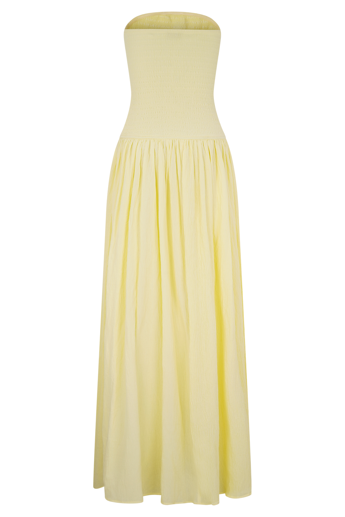 Maureen Cotton Büzgülü Uzun Elbise - Limon