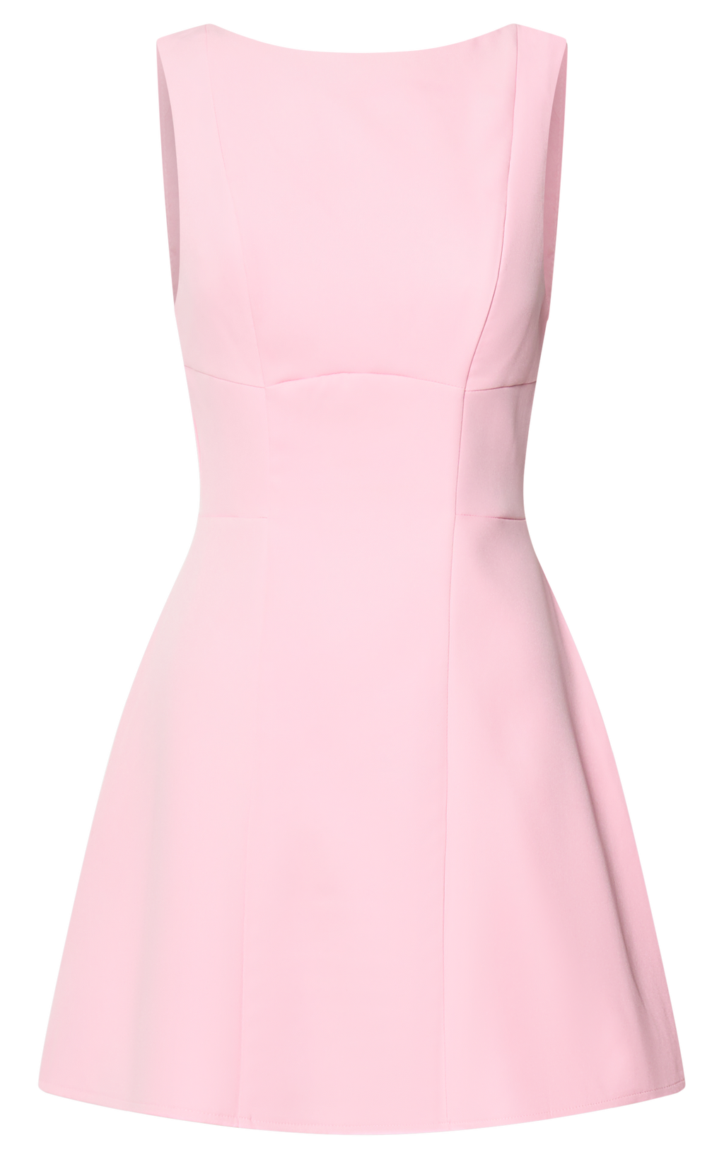 Arisa Mini Elbise - Pembe Yüksek Yaka Sırt Dekolteli Elbise