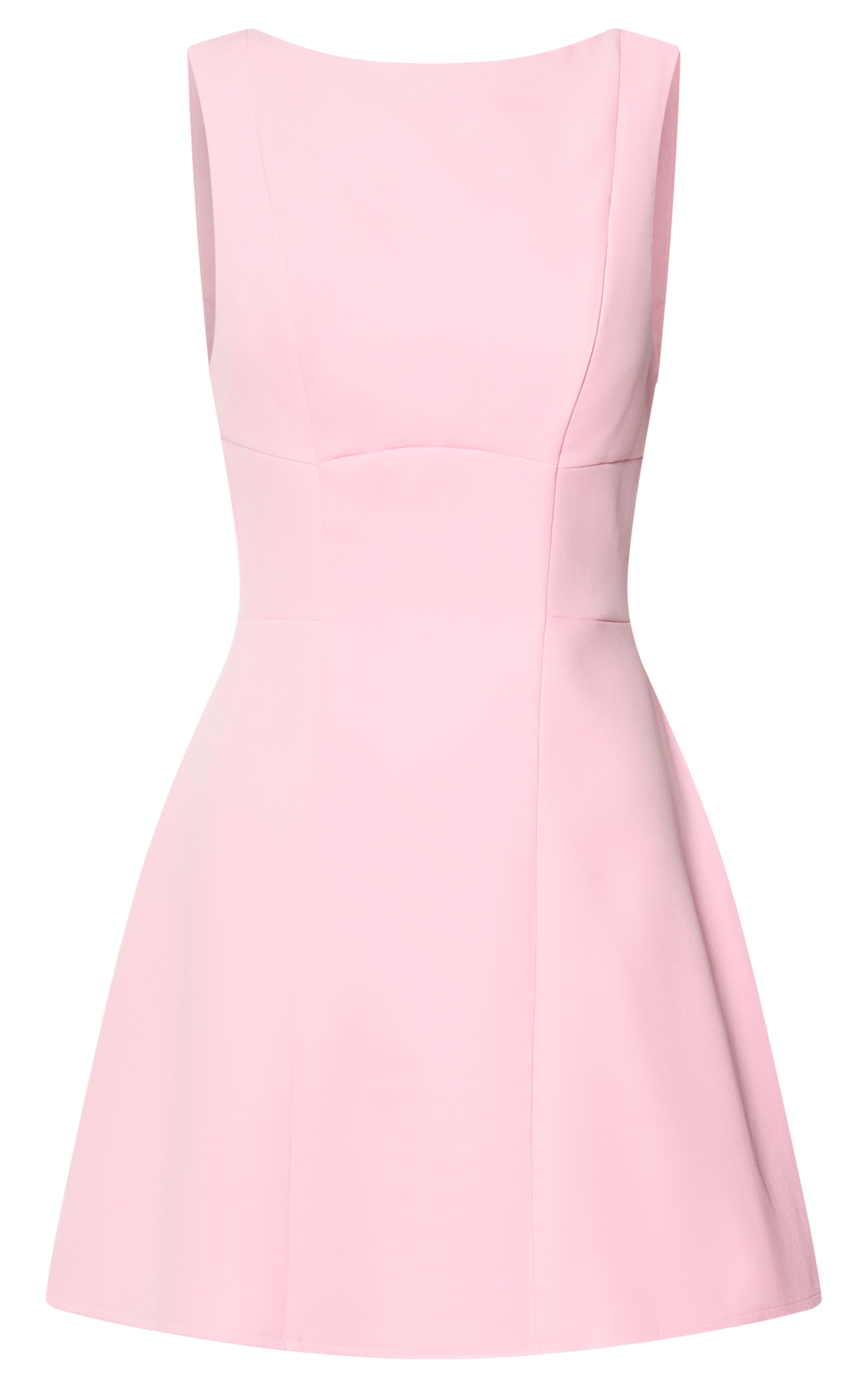 Arisa Mini Elbise - Pembe Yüksek Yaka Sırt Dekolteli Elbise